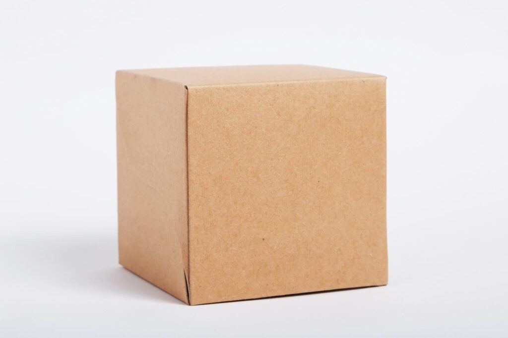A brown box with a white background